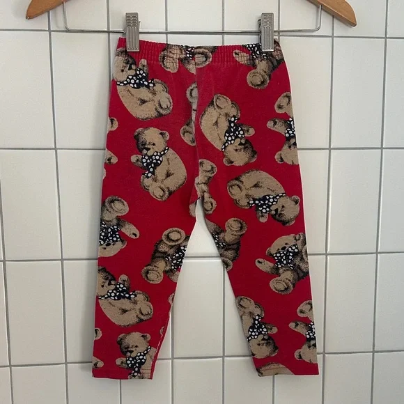 Vintage Red Teddy Bear Leggings, size 2T - Picture 4 of 5